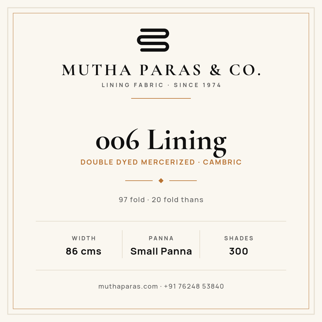006 Lining official quality specification card