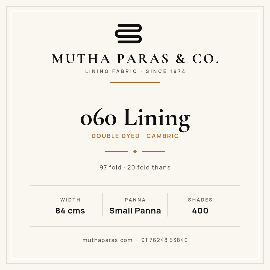 060 Lining official quality specification card