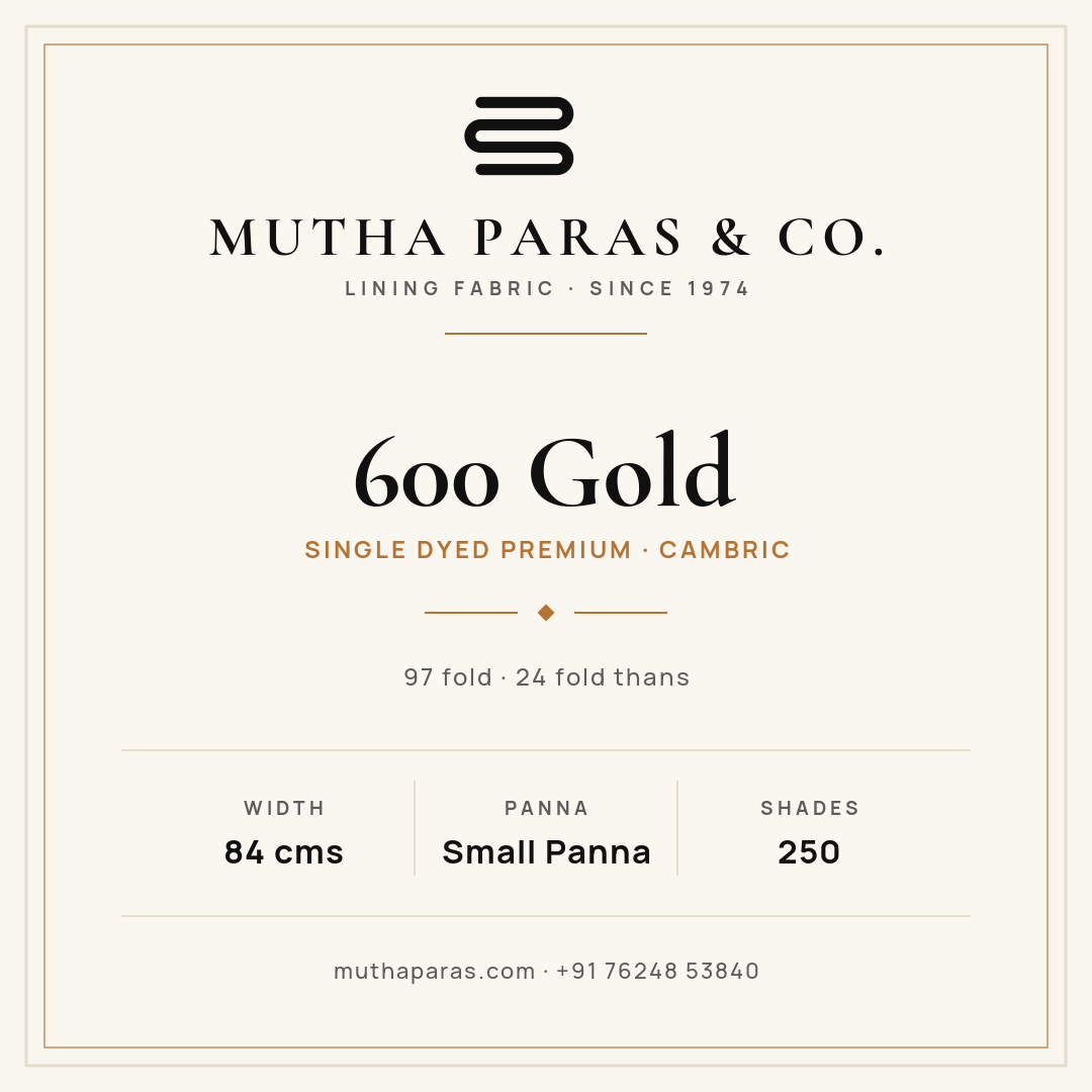 600 Gold official quality specification card
